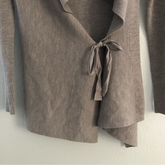 Worth 100% wool open front waterfall cardigan cross over tie waist size petite - Picture 3 of 7